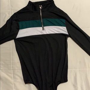 Black with green and white body suit from Rue 21